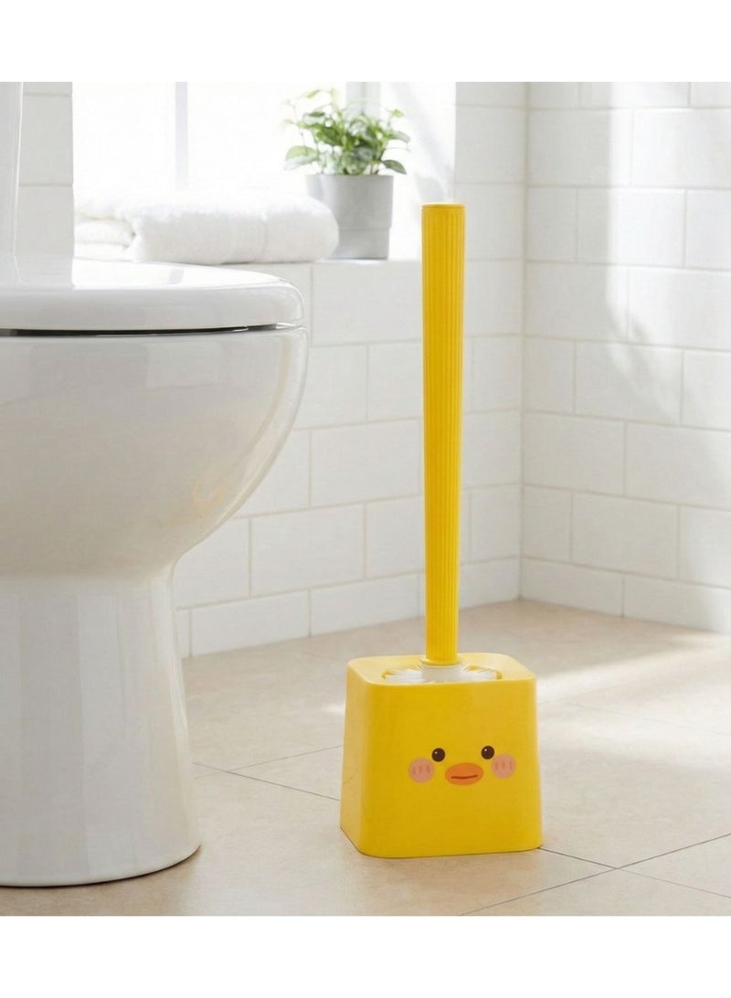 Charming Yellow Duck Toilet Brush & Holder Set | Long-Handle, Wall-Mounted/Freestanding | Modern Bathroom Cleaner - Image 1
